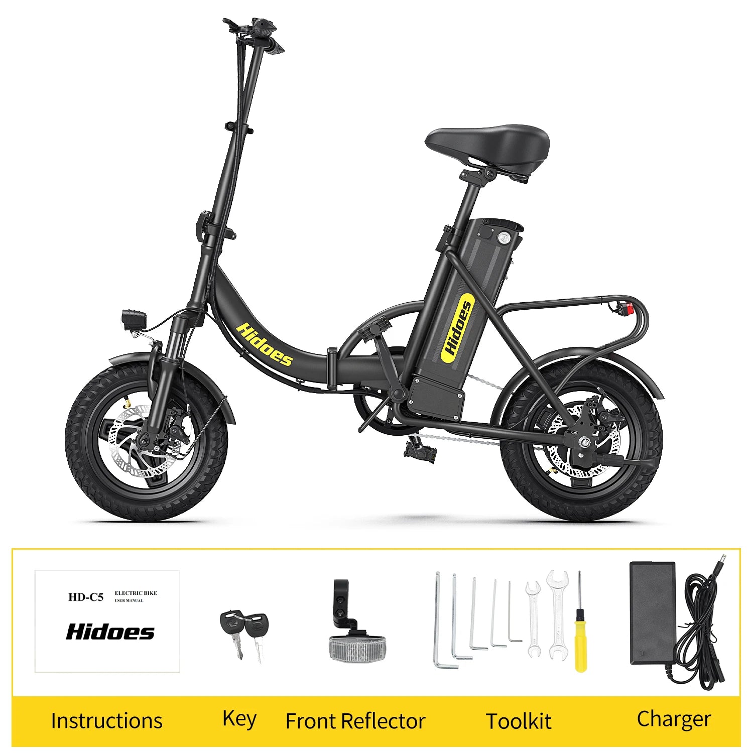 URLIFE C5 Folding Electric Bike UK | 14-Inch 36V Lithium Battery E-Bike