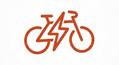 Red bicycle icon on a white background