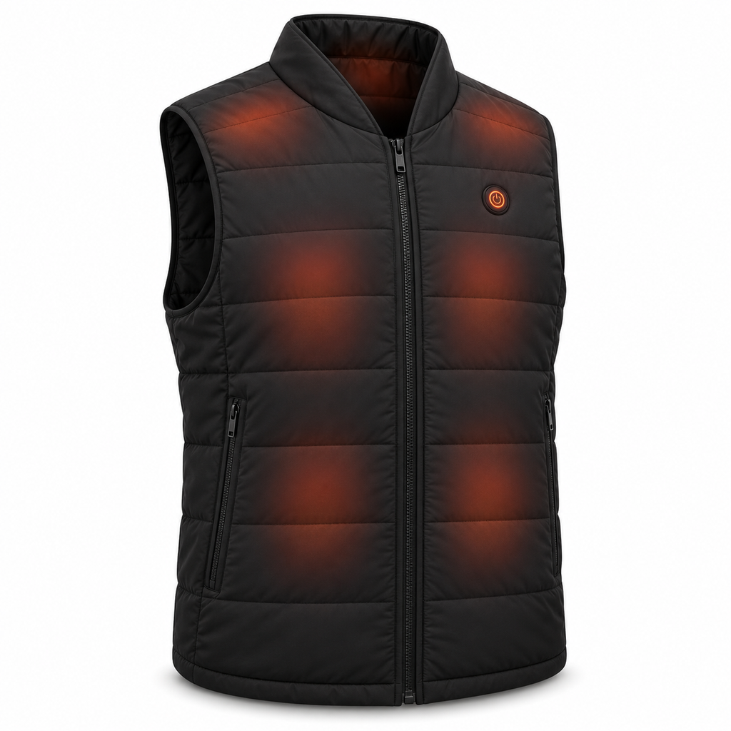 URLIFE Heated Vest, black, 9 heating zones glowing