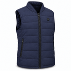 URLIFE Heated Vest, blue, studio front view with zip and power button