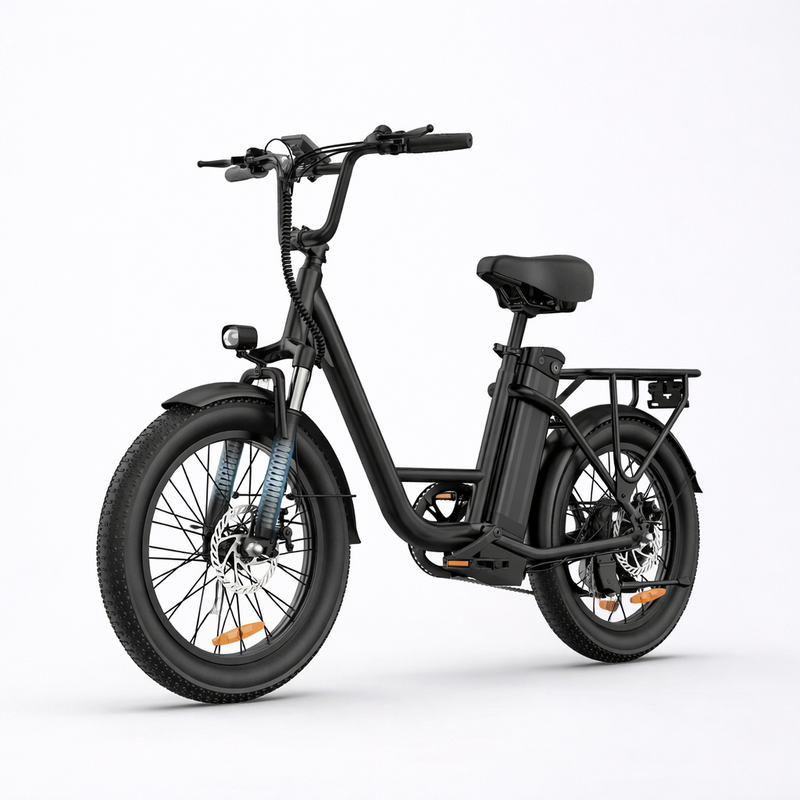 Black electric bike on a white background